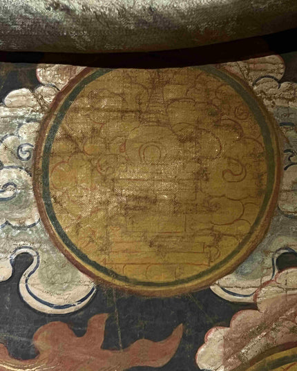 18th Century Acalanātha Hand Painting Thangka Cotton Fabric Mineral Pigments