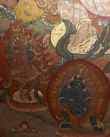 18th Century Acalanātha Hand Painting Thangka Cotton Fabric Mineral Pigments
