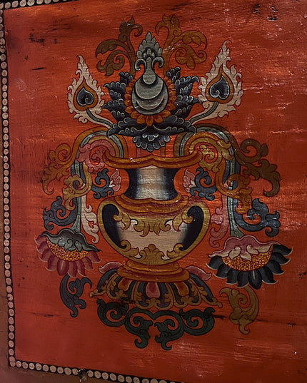 18th Century Colorful Three-Eyed Guardian Buddha Treasure Chest Tibetan Storage Box Furniture From Central Tibet
