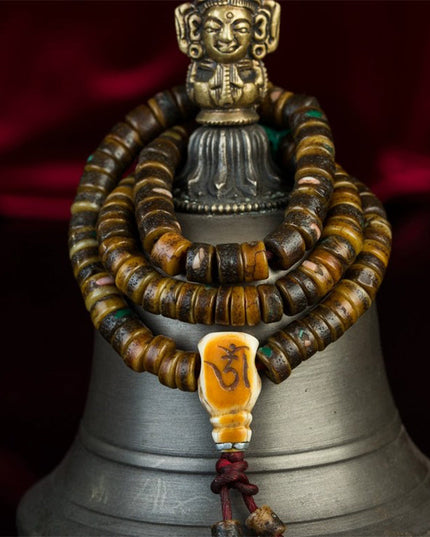 18th Century Om Mani Padme Hum 108 Old Rosary Beads Yak Bone