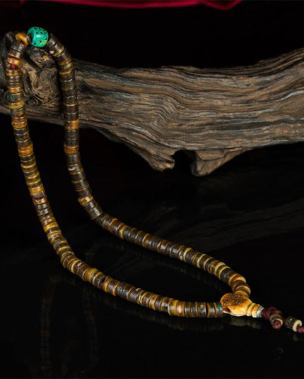 18th Century Om Mani Padme Hum 108 Old Rosary Beads Yak Bone