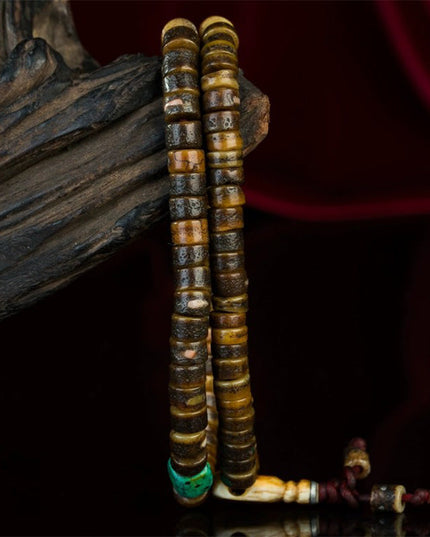 18th Century Om Mani Padme Hum 108 Old Rosary Beads Yak Bone
