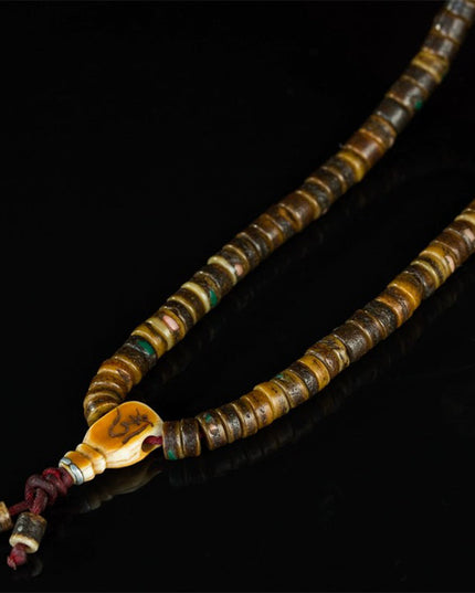 18th Century Om Mani Padme Hum 108 Old Rosary Beads Yak Bone