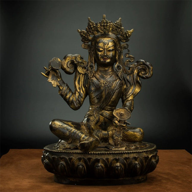 18th Century Gilt Bronze Padmasambhava Buddha Statue Tibetan Antique from Ganden Monastery