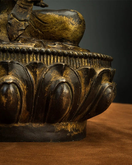 18th Century Gilt Bronze Padmasambhava Buddha Statue Tibetan Antique from Ganden Monastery