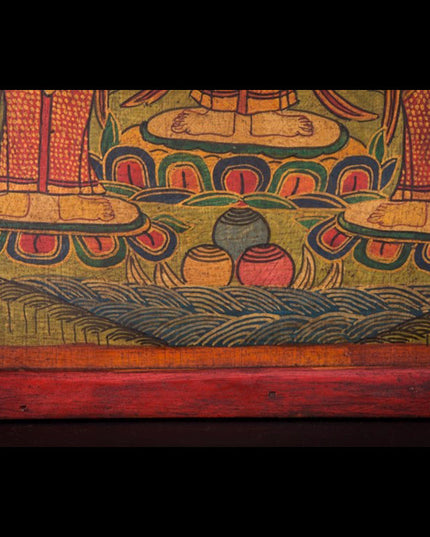 18th Century Three Taras Tibetan Antique Thangka Woodprint Purely Hand-painted