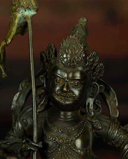 18th Century Vaiśravaṇa Tibetan Antique Buddha Statue Lima Copper From Dzogchen Monastery