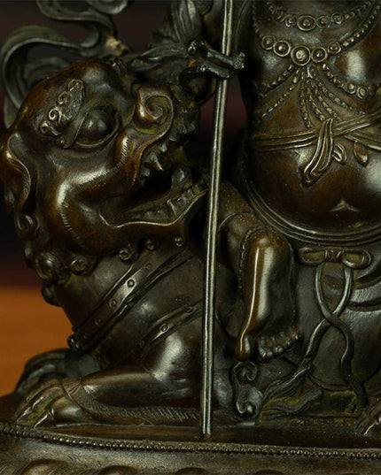 18th Century Vaiśravaṇa Tibetan Antique Buddha Statue Lima Copper From Dzogchen Monastery