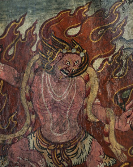 18th Century Vajrapani Tibetan Antique Thangka Purely Hand-painted
