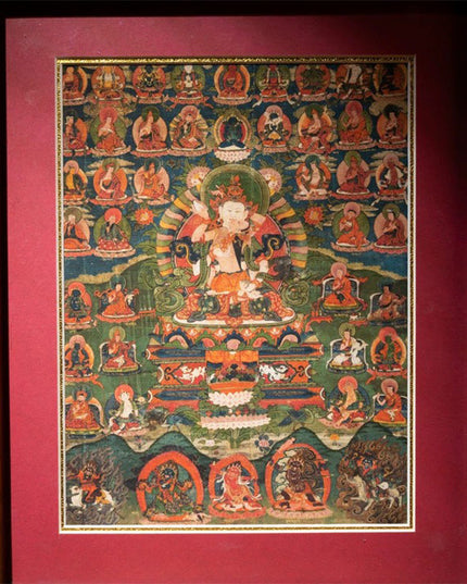 18th Century Vajrasattva Yab-Yum Old Tibetan Antique Thangka Purely Hand-painted