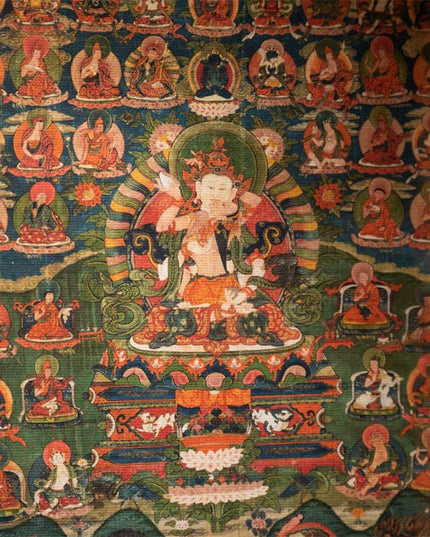 18th Century Vajrasattva Yab-Yum Old Tibetan Antique Thangka Purely Hand-painted