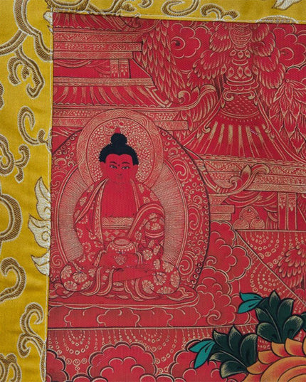 18th Century White Tara Tibetan Antique Thangka Hand-painted With Mineral Color Materials Menbris Sama Style