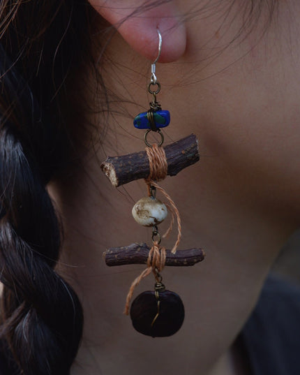 Nature Serenity Handmade Earrings with Lapis Lazuli and Brass