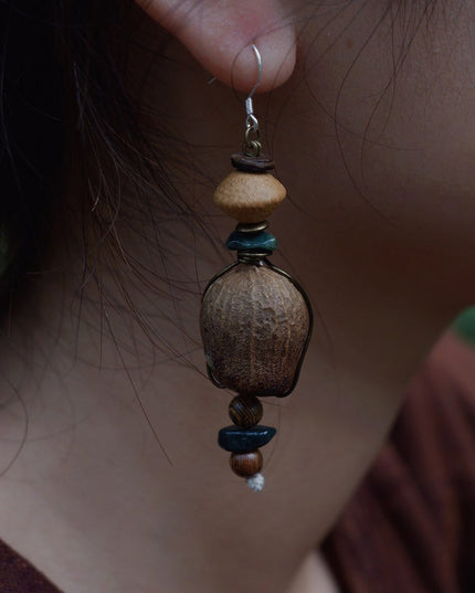 Pure Essence Nature Earrings with Crystal and Wood
