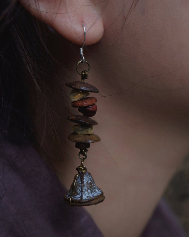 Fortune Flow Natural Stone Earrings with Agate and Brass