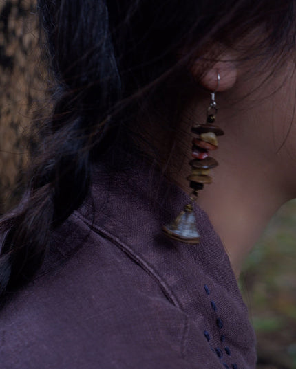 Fortune Flow Natural Stone Earrings with Agate and Brass