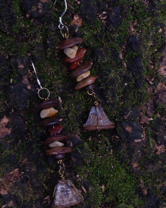 Fortune Flow Natural Stone Earrings with Agate and Brass