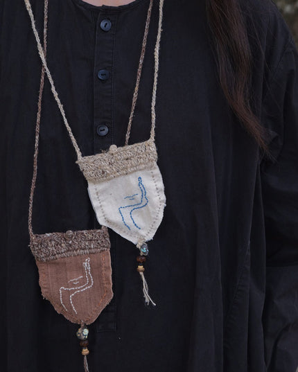 Serenity Silk Pendant Pouch with Natural Beads