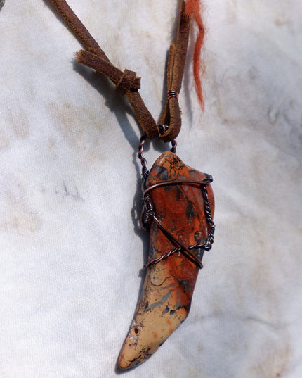 Vitality Stone Pendant Pendant with Leather and Copper