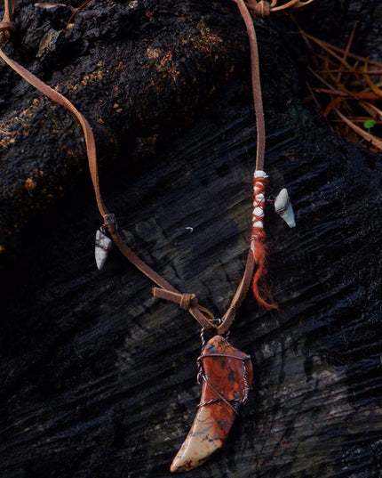 Vitality Stone Pendant Pendant with Leather and Copper