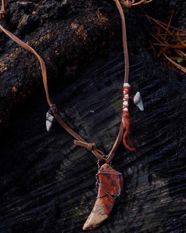 Vitality Stone Pendant Pendant with Leather and Copper