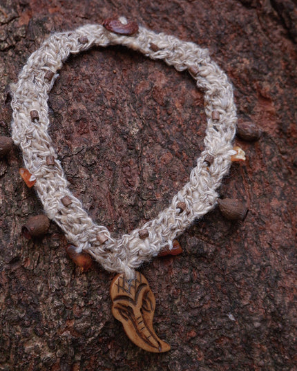 Guardian Spirit Handmade Necklace with Amber and Yak Bone
