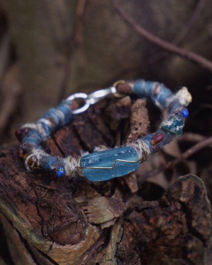 Tranquil Harmony Fossil Bracelet with Handwoven Details