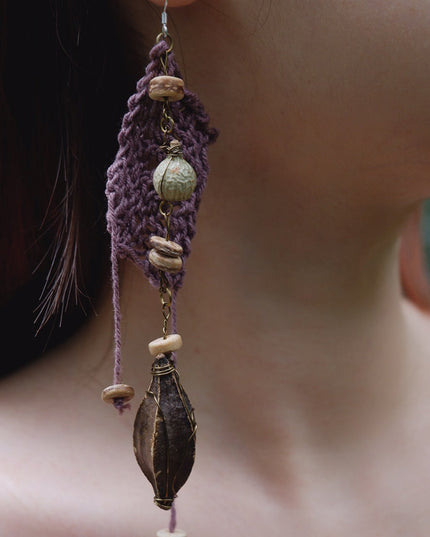 Divine Blessing Protection Earrings with Natural Wood & Silver