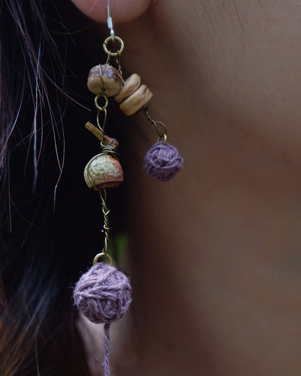 Divine Blessing Protection Earrings with Natural Wood & Silver