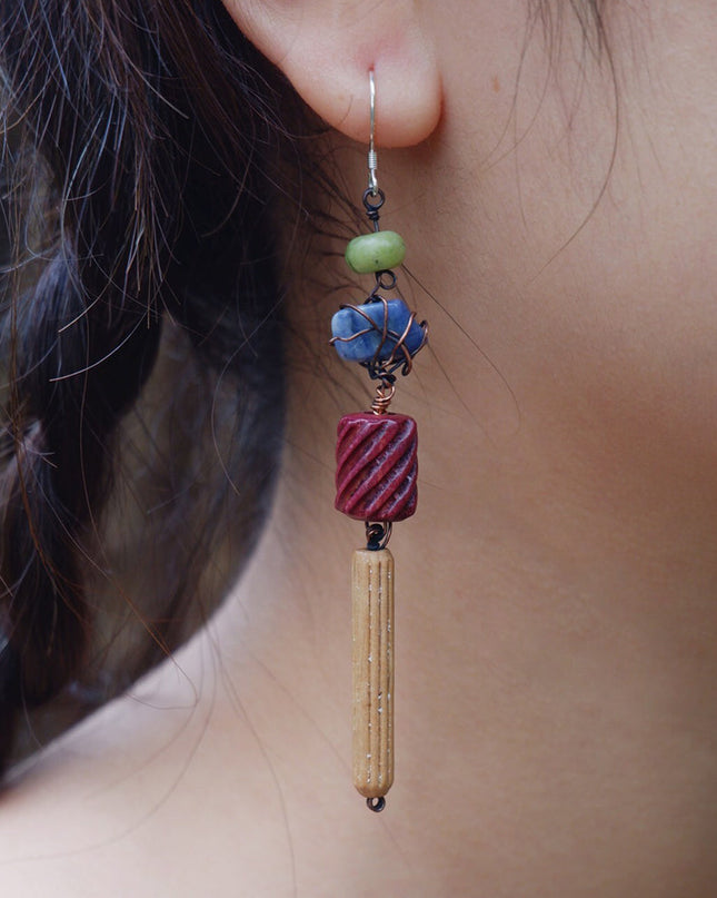 Prosperity Lapis Lazuli Earrings with Jade and Silver