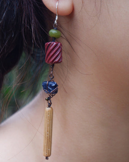Prosperity Lapis Lazuli Earrings with Jade and Silver