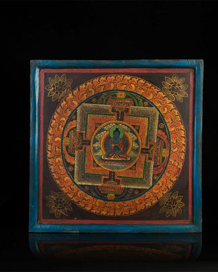 19th Century Bhaisajyaguru Butsudan Woodblock Tibetan Antique Thangka Purely Hand-painted
