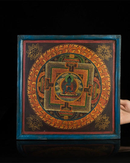 19th Century Bhaisajyaguru Butsudan Woodblock Tibetan Antique Thangka Purely Hand-painted