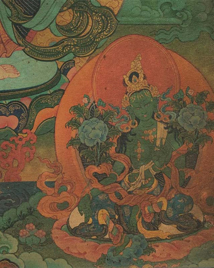19th Century Ekādaśamukha Old Tibetan Antique Thangka Exquisitely Painted In Mineral Colors