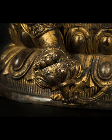 19th Century Green Tara Tibetan Antique Buddha Statue Gilt Old Bronze From Xiaodeng Monastery