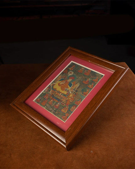 19th Century Red Hat Karma Kagyu Thangka – Mineral Pigment on Paper, Tibetan Antique Wall Mural