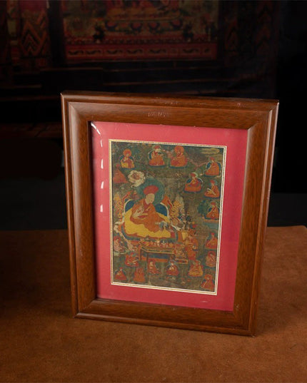 19th Century Red Hat Karma Kagyu Thangka – Mineral Pigment on Paper, Tibetan Antique Wall Mural