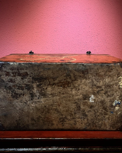 19th Century Painted Tiger Stripe Tibetan Antique Storage Box Furniture From East Tibet
