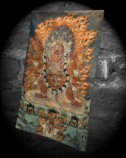 19th Century Six-armed Hayagriva Tibetan Antique Thangka Golden Thread Weaving From Tashi Lhunpo Monastery