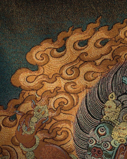 19th Century Six-armed Hayagriva Tibetan Antique Thangka Golden Thread Weaving From Tashi Lhunpo Monastery