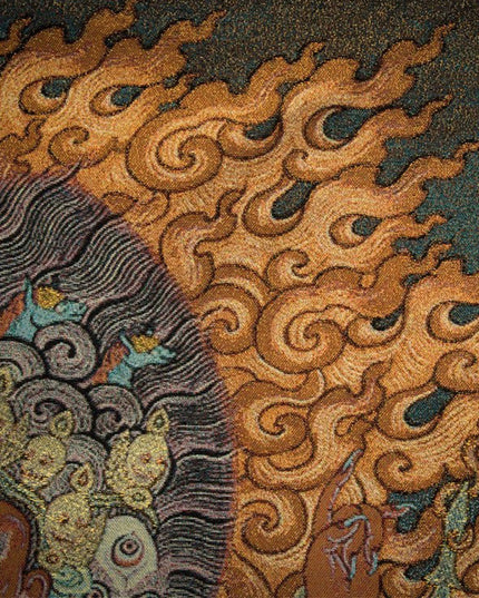 19th Century Six-armed Hayagriva Tibetan Antique Thangka Golden Thread Weaving From Tashi Lhunpo Monastery
