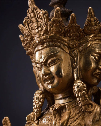 19th Century Usnisavijaya Tibetan Antique Buddha Statue Bronze Gilt From Seduojin Monastery