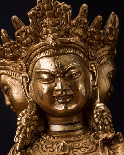 19th Century Usnisavijaya Tibetan Antique Buddha Statue Bronze Gilt From Seduojin Monastery