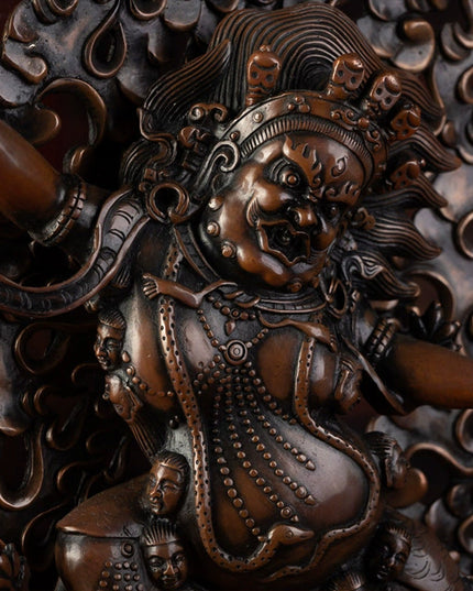 19th Century Vajrapani Tibetan Antique Buddha Statue Purple Lima Copper From Tashi Lhunpo Monastery