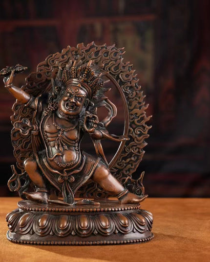 19th Century Vajrapani Tibetan Antique Buddha Statue Purple Lima Copper From Tashi Lhunpo Monastery