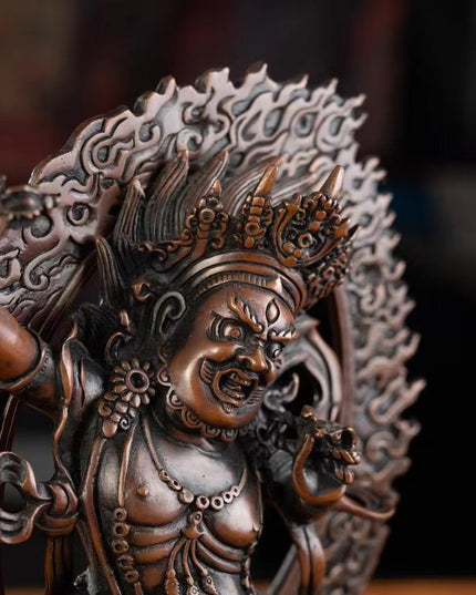 19th Century Vajrapani Tibetan Antique Buddha Statue Purple Lima Copper From Tashi Lhunpo Monastery