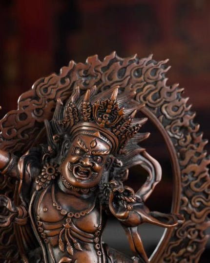 19th Century Vajrapani Tibetan Antique Buddha Statue Purple Lima Copper From Tashi Lhunpo Monastery