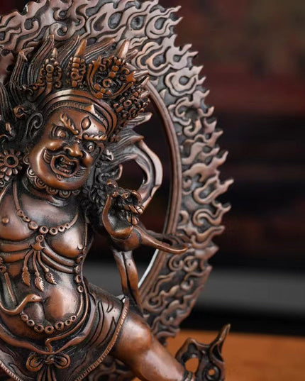 19th Century Vajrapani Tibetan Antique Buddha Statue Purple Lima Copper From Tashi Lhunpo Monastery