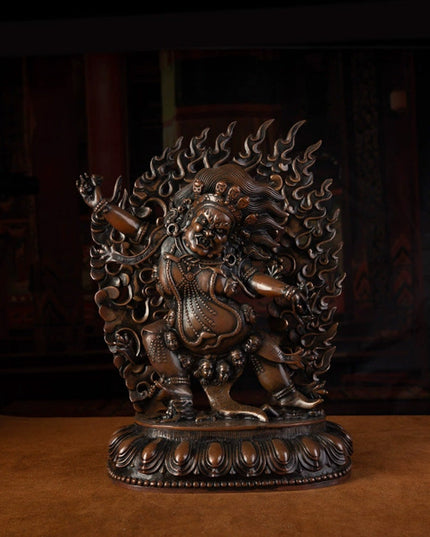 19th Century Vajrapani Tibetan Antique Buddha Statue Purple Lima Copper From Tashi Lhunpo Monastery