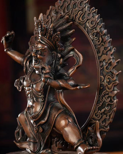 19th Century Vajrapani Tibetan Antique Buddha Statue Purple Lima Copper From Tashi Lhunpo Monastery